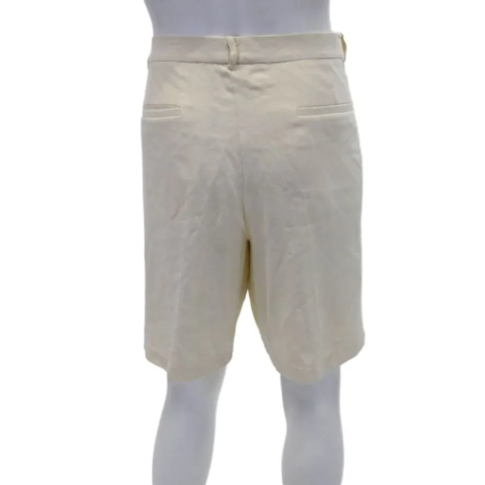 J. Mclaughlin Mens Linen Textured Zip Button Lined Dress Shorts Yellow Size EUR